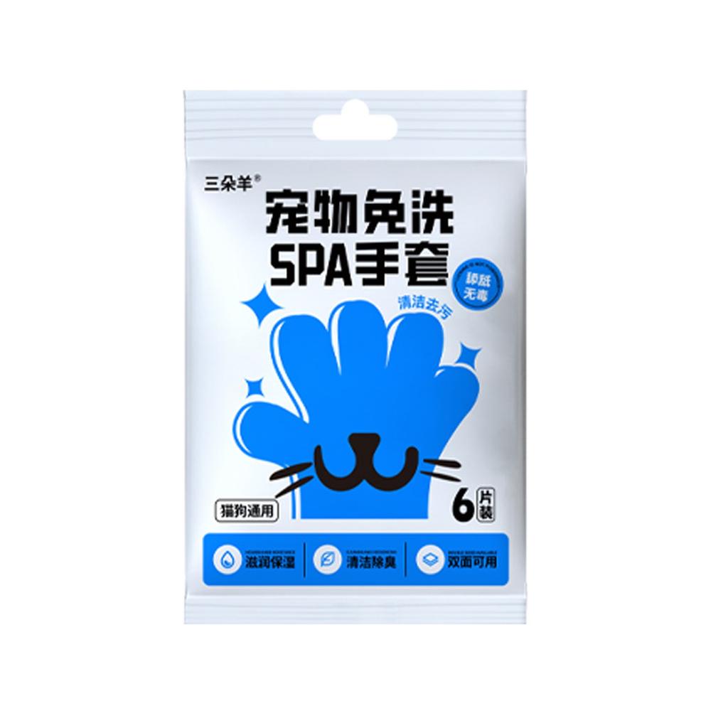 Pet Wash Free SPA Gloves for Cats and Dogs Multi-Purpose Cleaning Wipes Suitable for Grooming Bathing and Dirt Removal Soft Material 6 Pieces