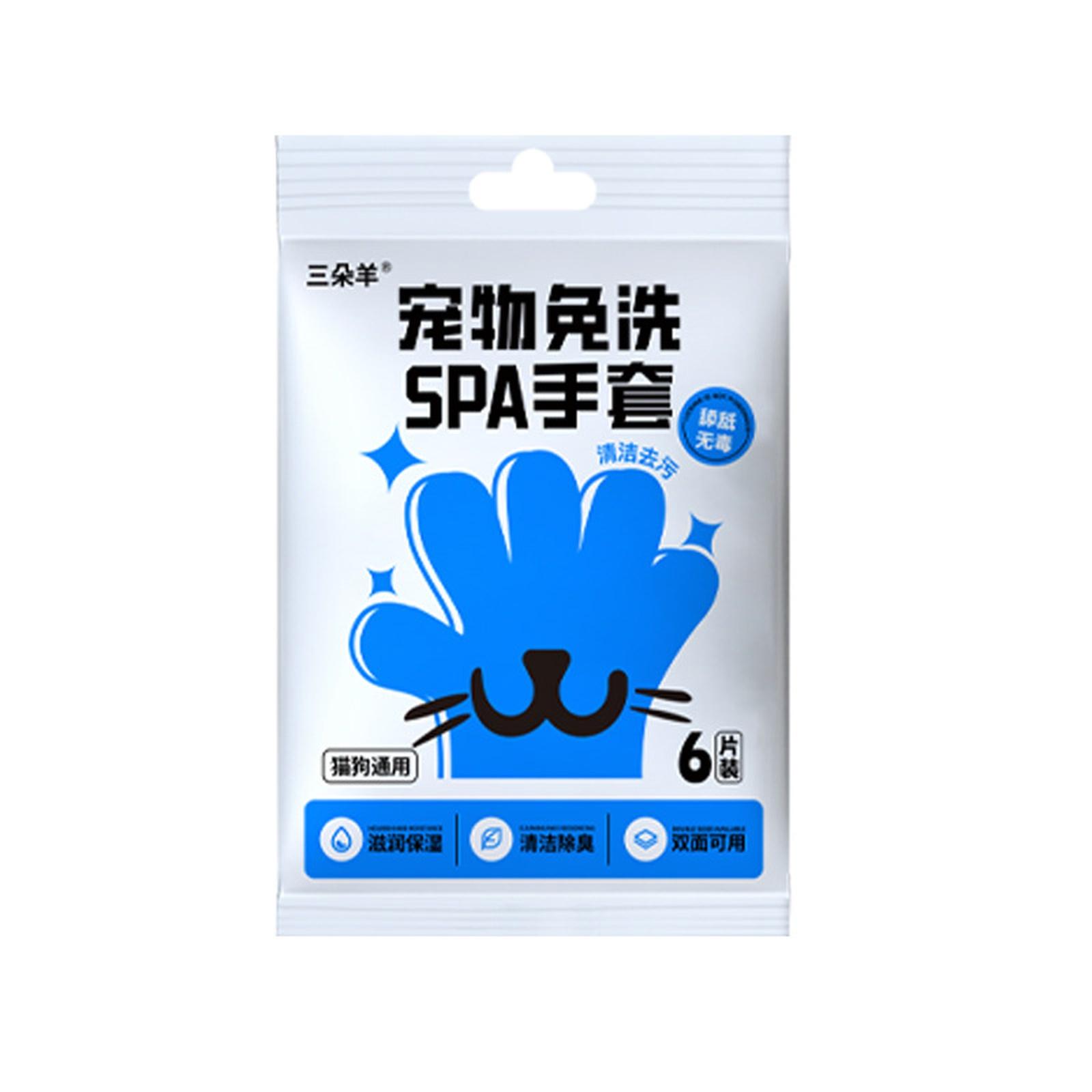 

Pet Wash Free SPA Gloves for Cats and Dogs Multi-Purpose Cleaning Wipes Suitable for Grooming Bathing and Dirt Removal Soft Material 6 Pieces one size синій