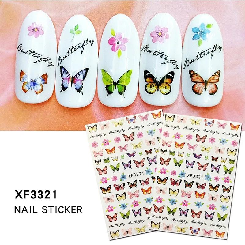 2 PCS/SET 3D Stickers Waterproof Cute Butterfly Nail Stickers Nail Decals Art Decorations