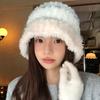 Women S Plush Earmuff Knit Hat Autumn Winter Warm Loose Fit Cold Hat