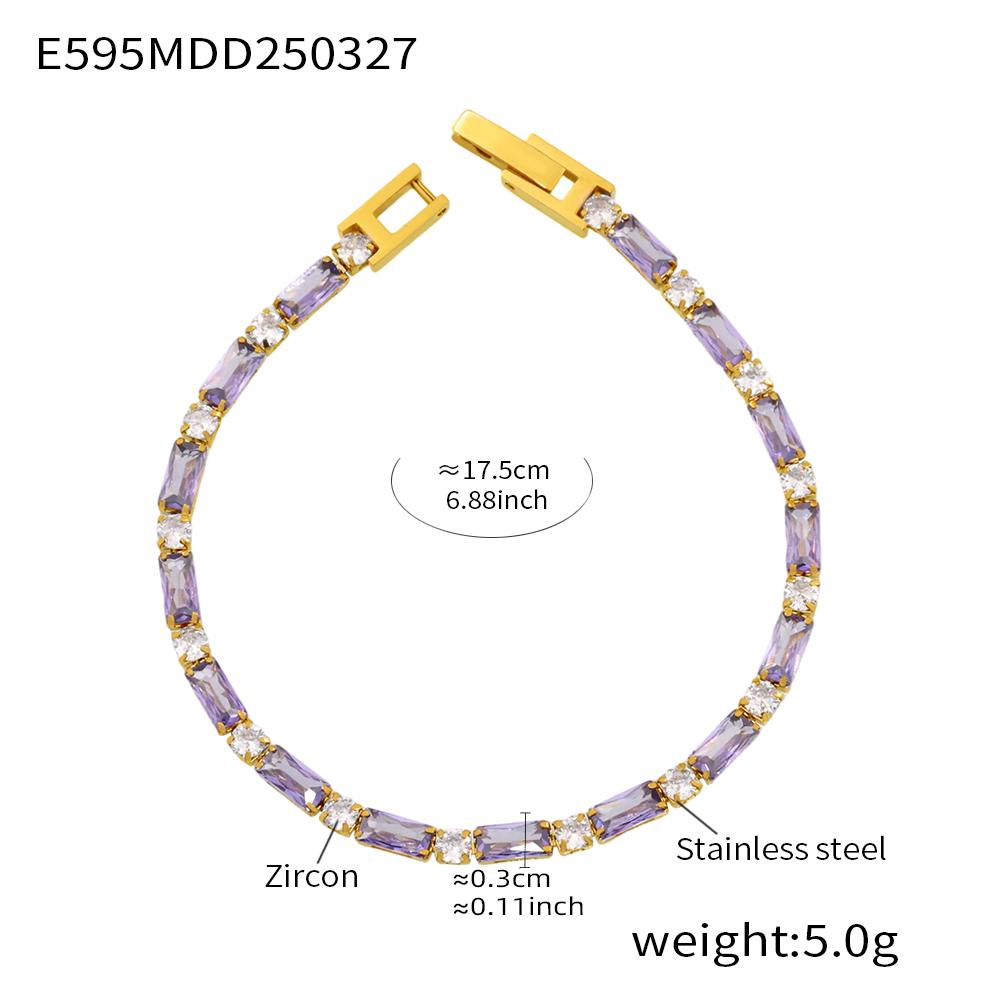 316 Stainless Steel Gold-Plated Luxury Bangle for Women Fashion Square Round Colorful Zirconia Bracelet Female Charms Zircon