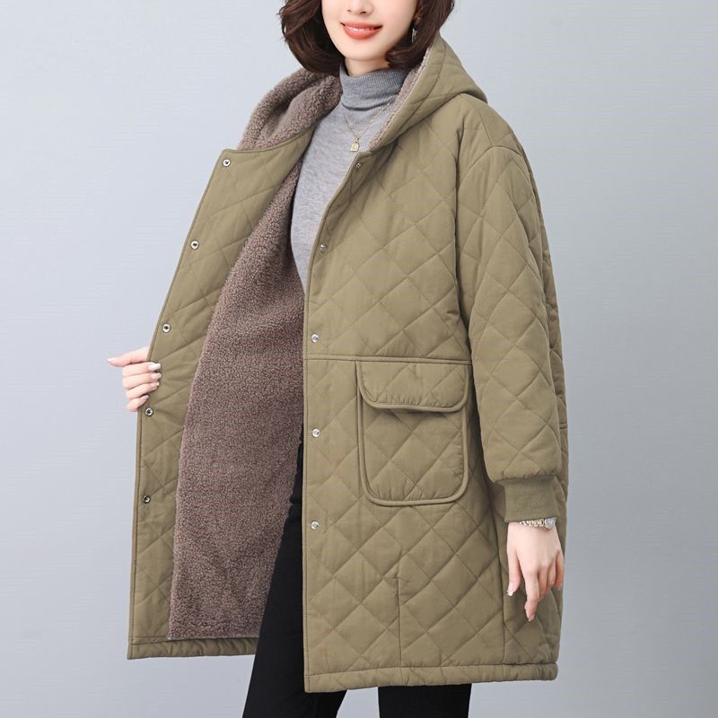 Winter Women's Large Size Mid-length Cotton Coat Loose Thick Warm Cotton Coat