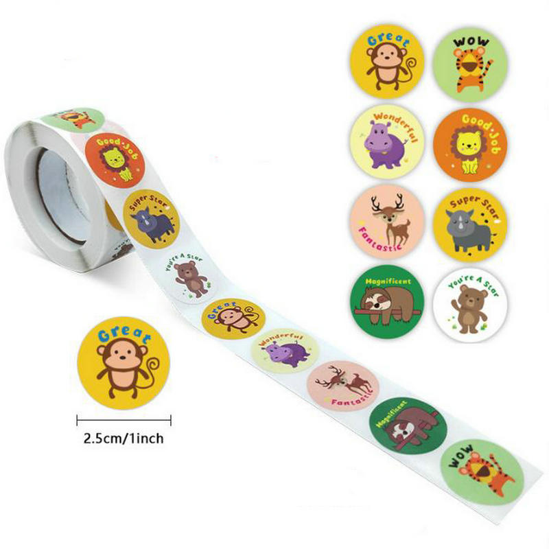 Wholesale New Kids' Motivational Stickers Cute Animal Reward Sticker Friendly Campus Office Classification Self-Adhesive Labe