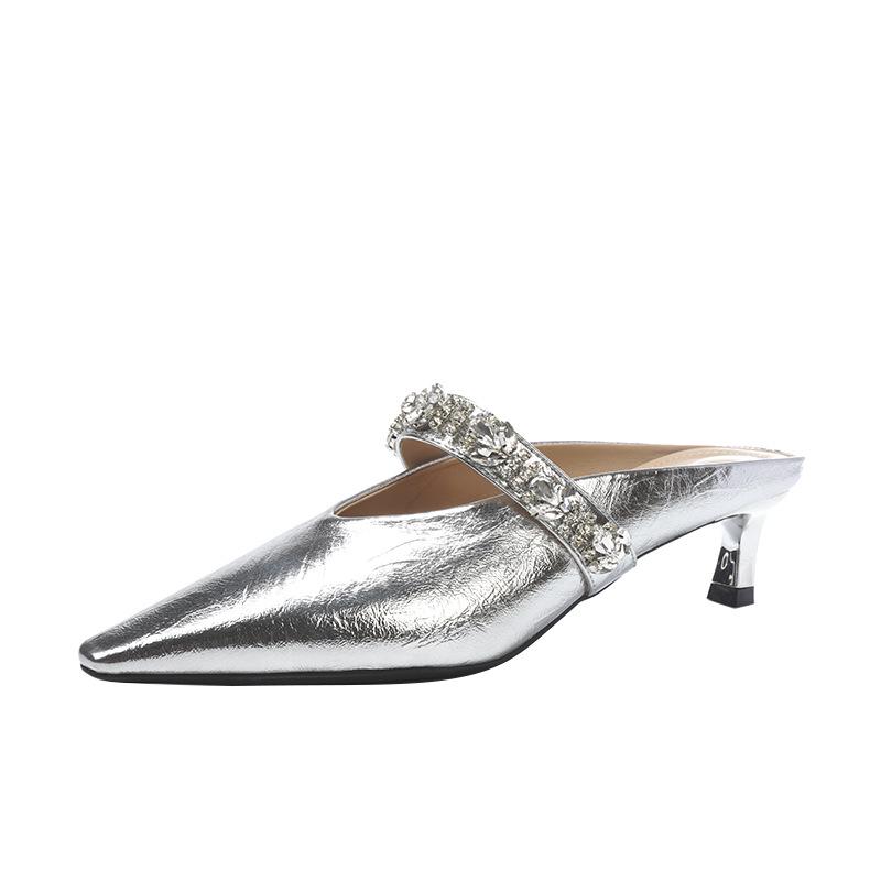 BEIJIANI Cyrkoniowe Szpiczaste Czółenka Damskie na Średnim Obcasie