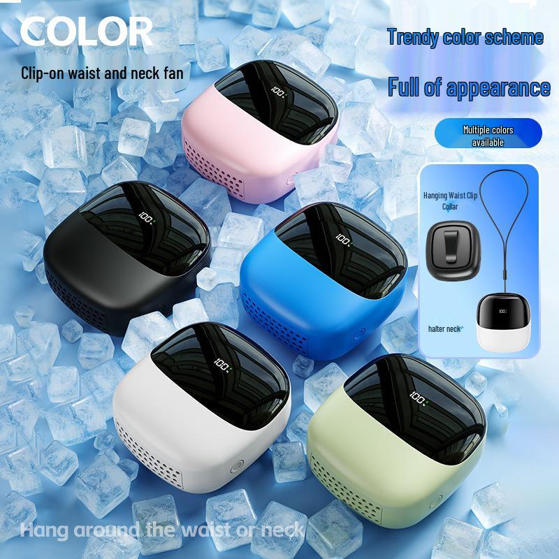 Neck and Waist-Hanging USB Mini Fan with Digital Display