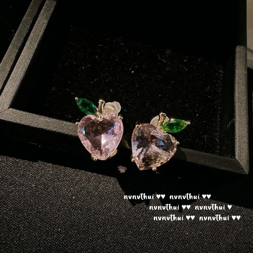 ** Kolczyki Meteoryty Kropelka Wody Różowy Klejnot Komety, Tahiti, Koraliki z Głębin Morskich, Kolczyki Kwiaty z Różowego Cyrkonu