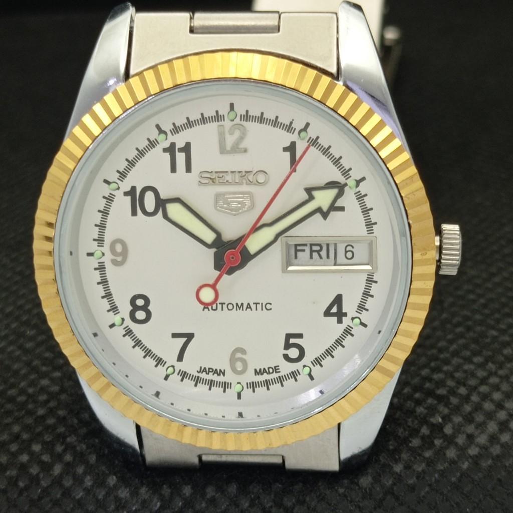 USED SEIKO 5 AUTOMATIC JAPAN MENS RARE GOLDEN MOVEMENT WATCH 575b-a305060-9 SKU575b-a305060