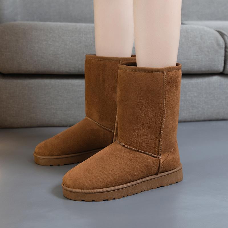 Autumn and winter snow cotton boots public height, thermal shoes thickened and velvet large medium tube thermal shoes suede