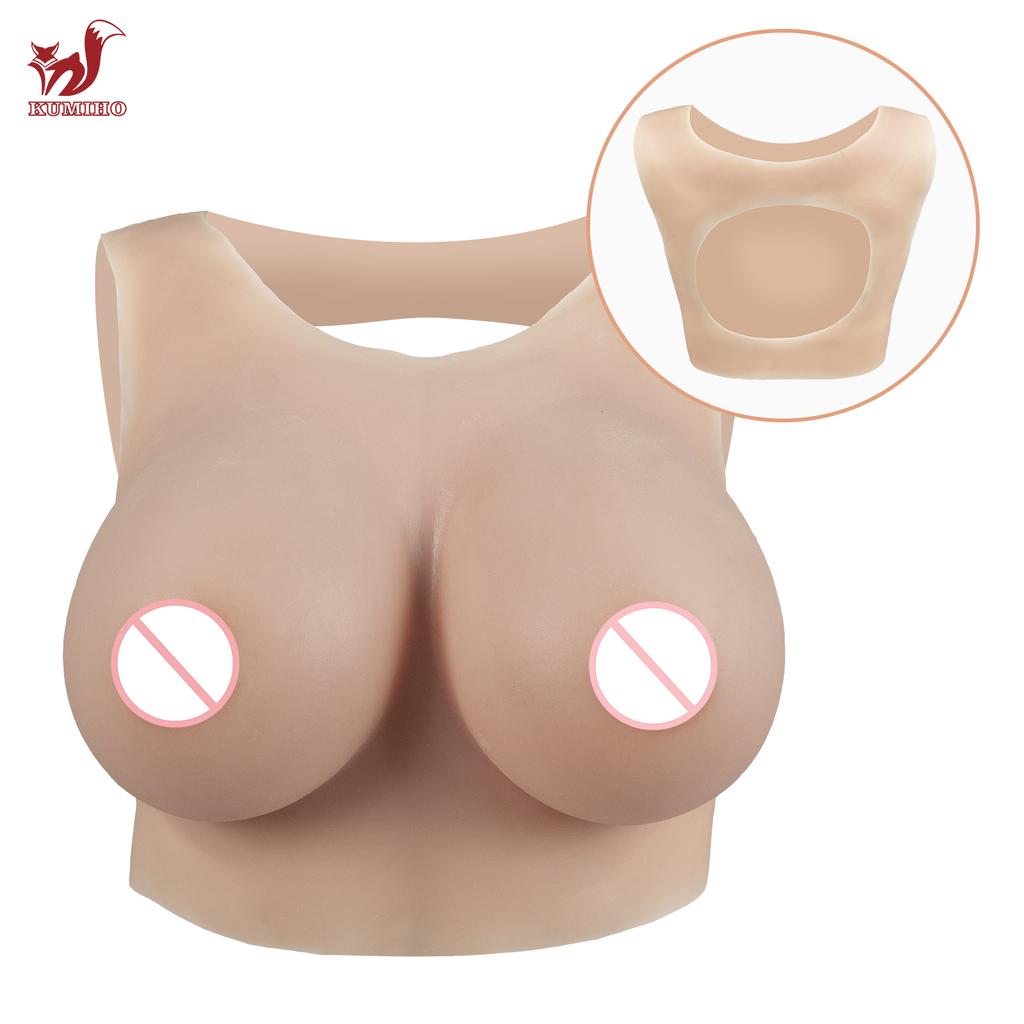 KUMIHO Silicone Fake Boobs Hollow Back Breast Forms Chest Enhancer for Drag Queens Crossdressing Transgender Anime Cosplay