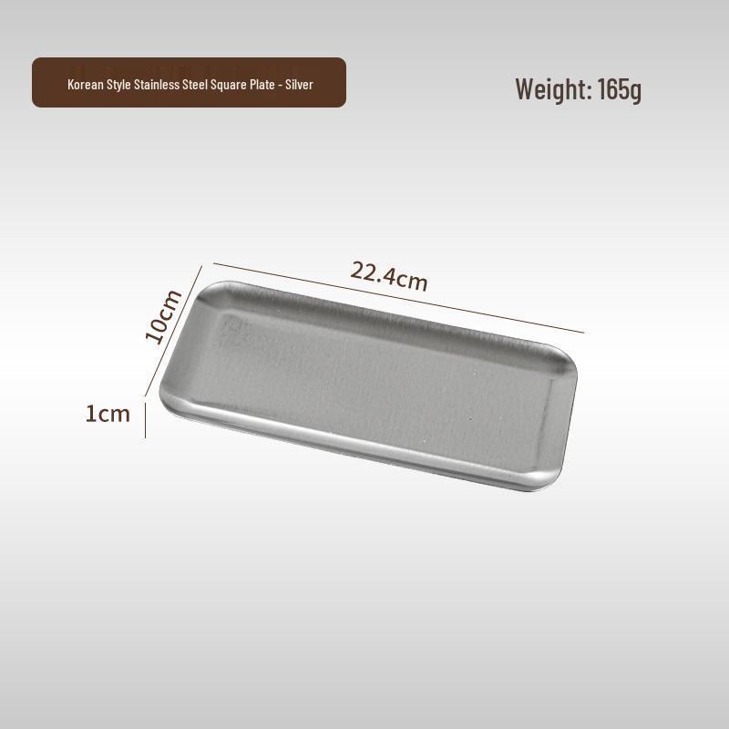 Korean Style 304 Stainless Steel Gold Rectangular Cafe Tray Dessert Plate
