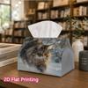 1pc, 2D Flat Printing, Tissue Box The Majesty of Winter: Cat Pattern In The Snow Printed Tissue Box, Suitable for Home Gatherings, Car Decoration, Dec