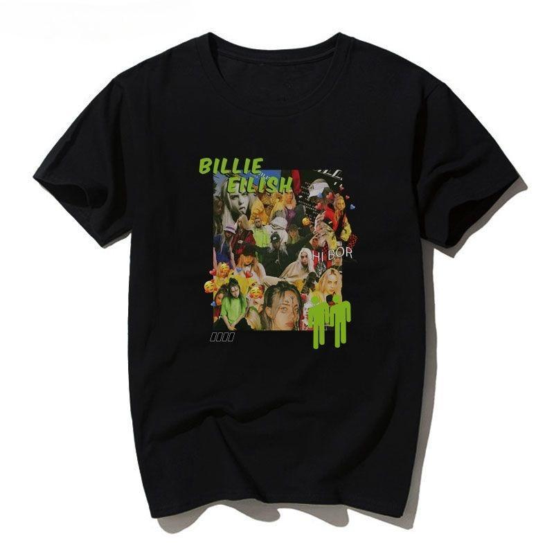 American Vintage Billie Eilish Print Tshirt Hip Hop Streetwear Casual Short Sleeve Tops For Unisex Unisex
