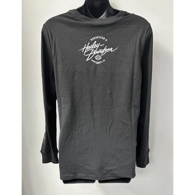 Harley Davidson Women's Halloween Glitter Long Sleeve Shirt Black