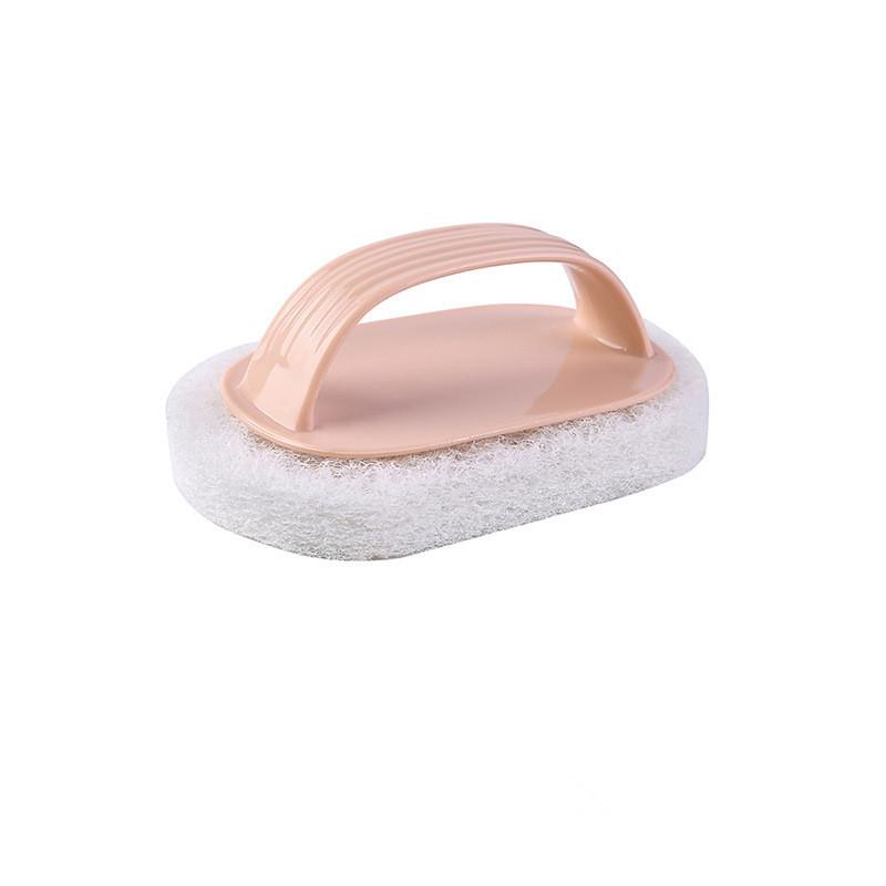 1pcs Cleaning Brush With Handle Kitchen Sponge Wipe Thickening Bathroom Tile Cleaning Sponge Household Stain Removal Clean Tools pink1