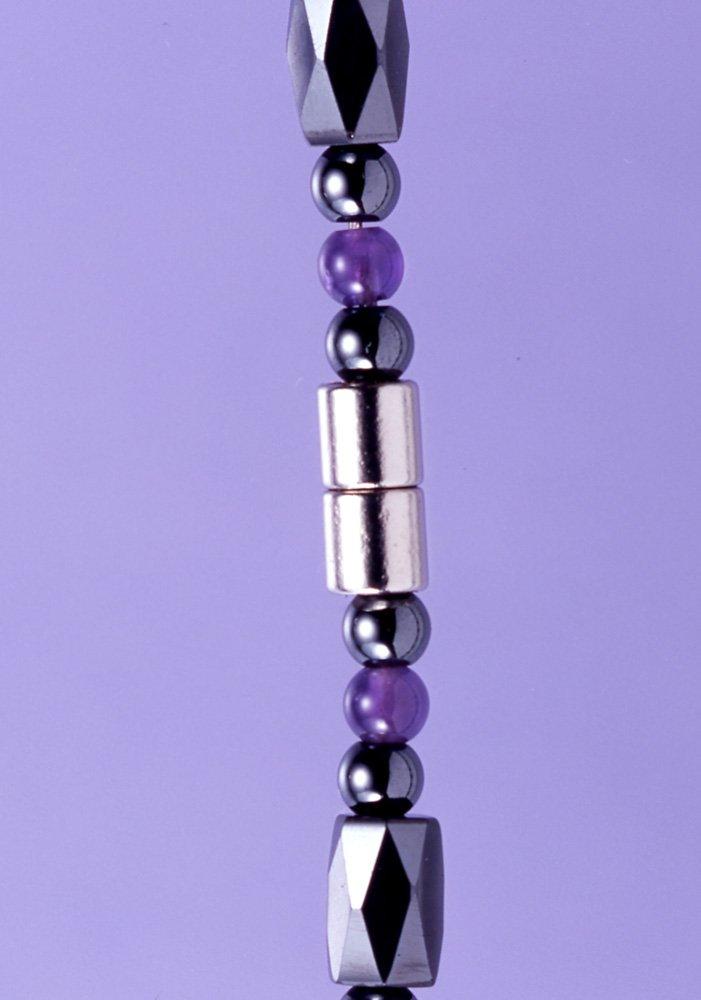 High Rich Power Stone Accessories Black 50cm Fashionable Magnetic Necklace Set of 2 (Garnet, Amethyst)