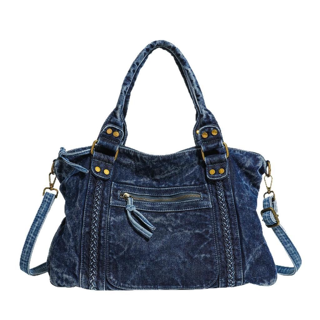 Retro Spicy Girl Washed Wasteland Large Capacity Crossbody Tote