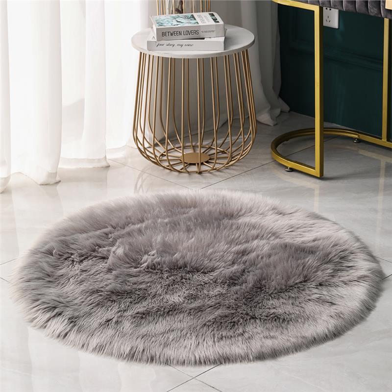 European Style Modern Minimalist Faux Wool Long Pile Rug for Living Room and Bedroom