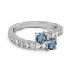 London Blue Topaz Twin Stone with Accents Bypass Ring - 925 Sterling Silver