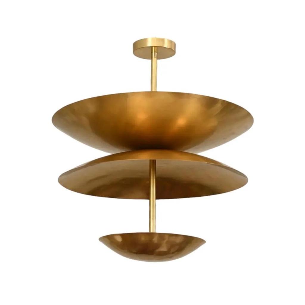 Triple Shade Globe Mid Century Raw Brass Sputnik Chandelier Light Fixture Dome Pendant For Modern Home