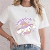 2026 Summer  Casual Soft Cotton Cute Cinnamoroll Magic Wizard Print T Shirt for Women Comfy Summer Top Daily Wear