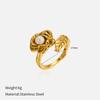European and American ins style camellia pearl opening ring women's versatile 18K gold ring elegant temperament does not fade jewelry