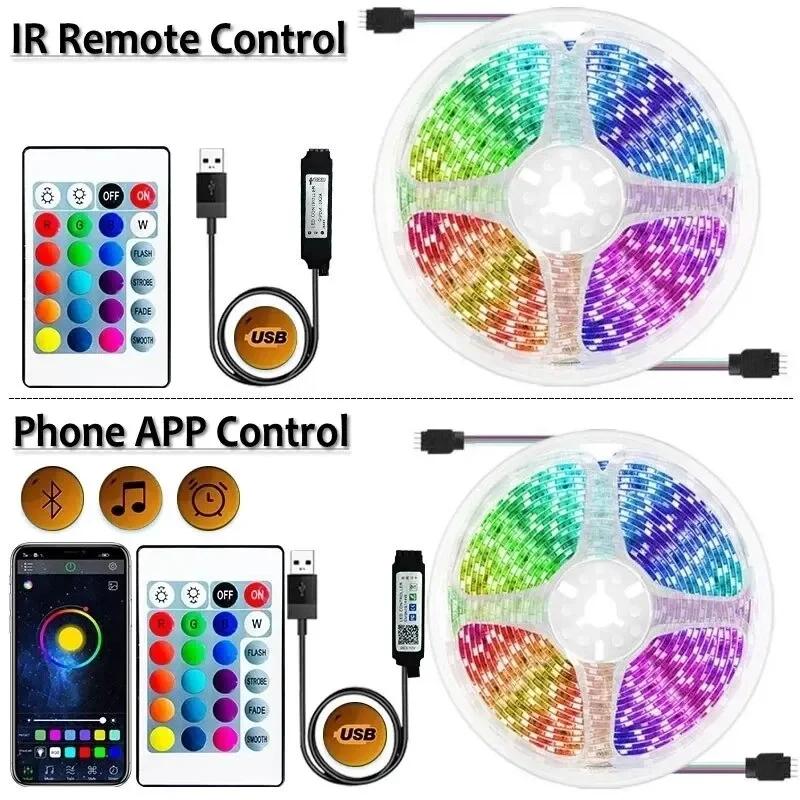 1M-30M LED Strip Light Touch Bluetooth App 5050 RGB Led Lights Flexible Ribbon Lus Led DC5V USB TV BackLight Room Decoration