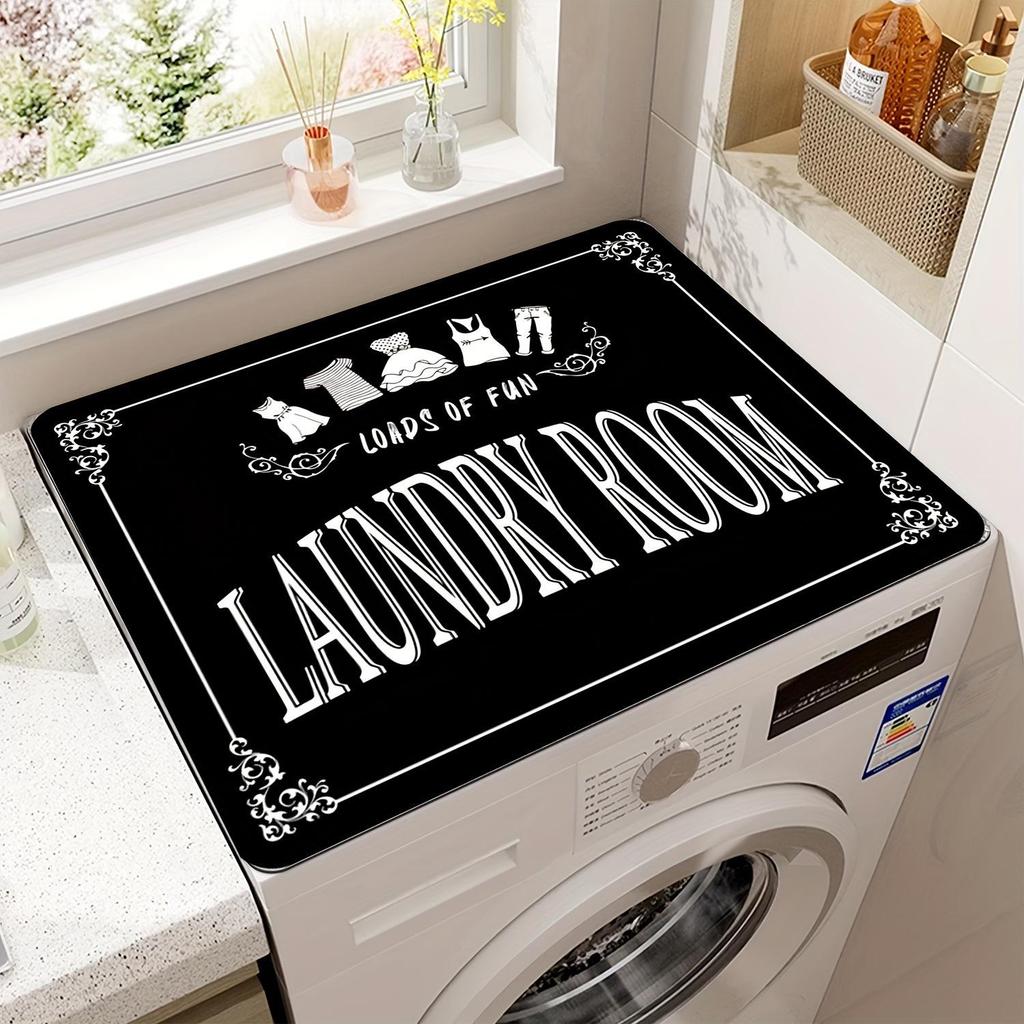 Wabi-Sabi Style Anti-Slip Dustproof Washing Machine Lid Cover Pad with Water Absorption.