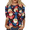 Women's Fashion Casual Round Neck 3/4 Sleeve Loose Printed T-Shirt Ladies Top
