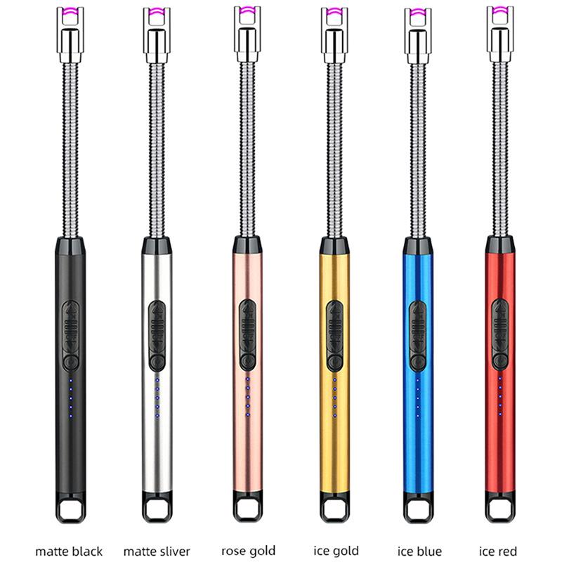 Brichetă electrică pentru grătar cu arc electric de 360°, USB rezistentă la vânt, fără flacără, aprindere cu plasmă, brichete lungi de bucătărie, brichetă cu gaz pentru aragaz cu lumânări