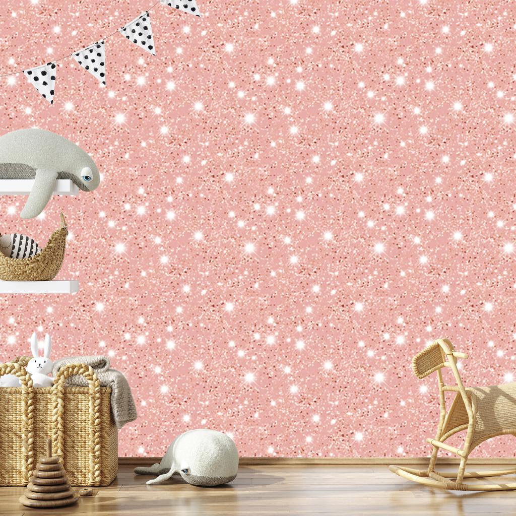 Coral and white glitter wallpaper, coral background for living room and bedroom 50x1000