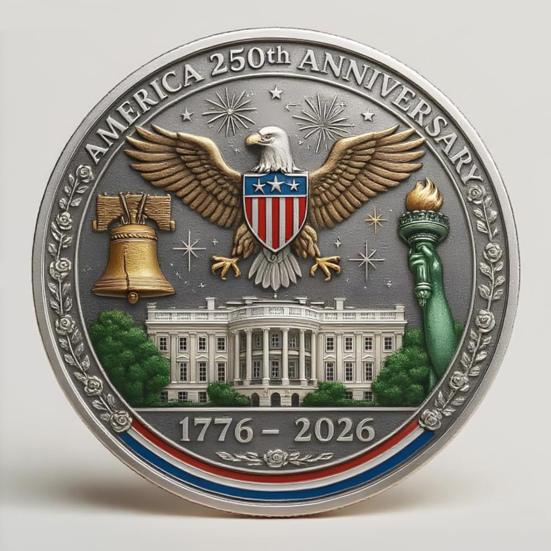 1/2Pcs America 250th Anniversary Souvenir Coin Carved United States History Collectible Coin US 250th Round Metal Keepsake Badge Patriotic Decoration