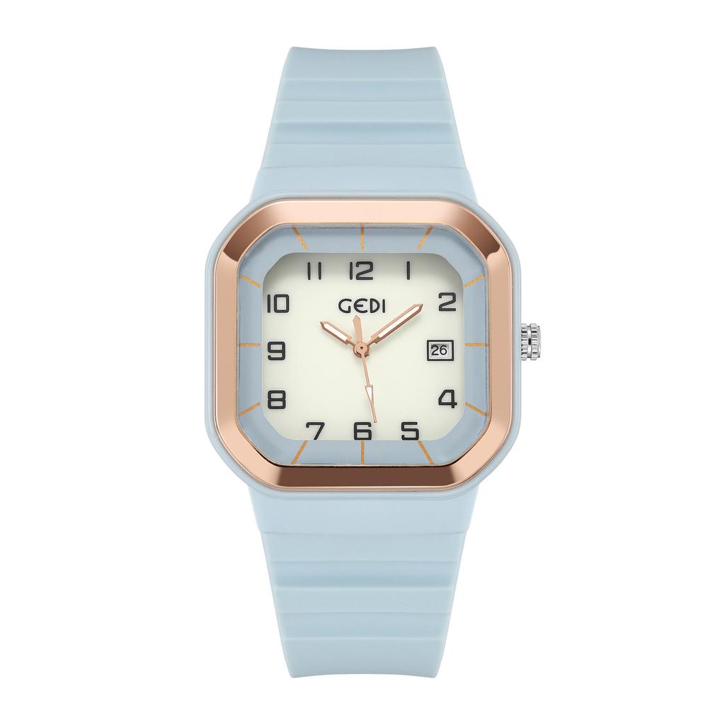Student Sports Wind Test Watch Square Dial With Luminous Belt Calendar Silicone Belt Waterproof Quartz Watch