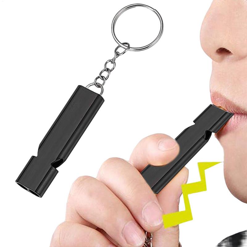 1pc Duals-tube Survival Whistle Lifeguard Camping Safe Survival Whistle Lightweight Aluminum Alloy Loud Waterproof