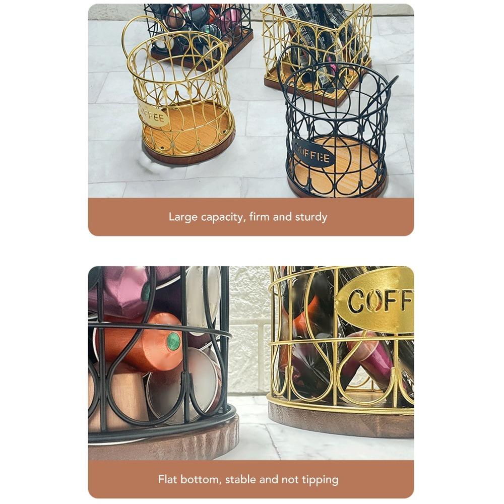 Large Capacity Coffee Pod Basket Decorative Round Wire Coffee Pod Basket Kitchen Countertop чёрный