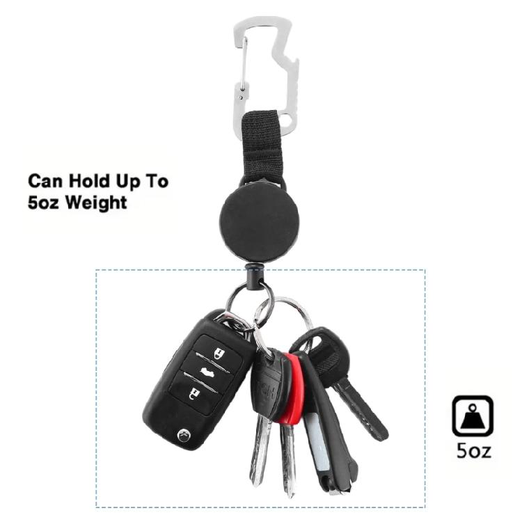 Retractable Keychain Badges Holder with 23.62inch Steel Retractable Cord Keychain Tool Steel Wire Rope Buckles Key Holder
