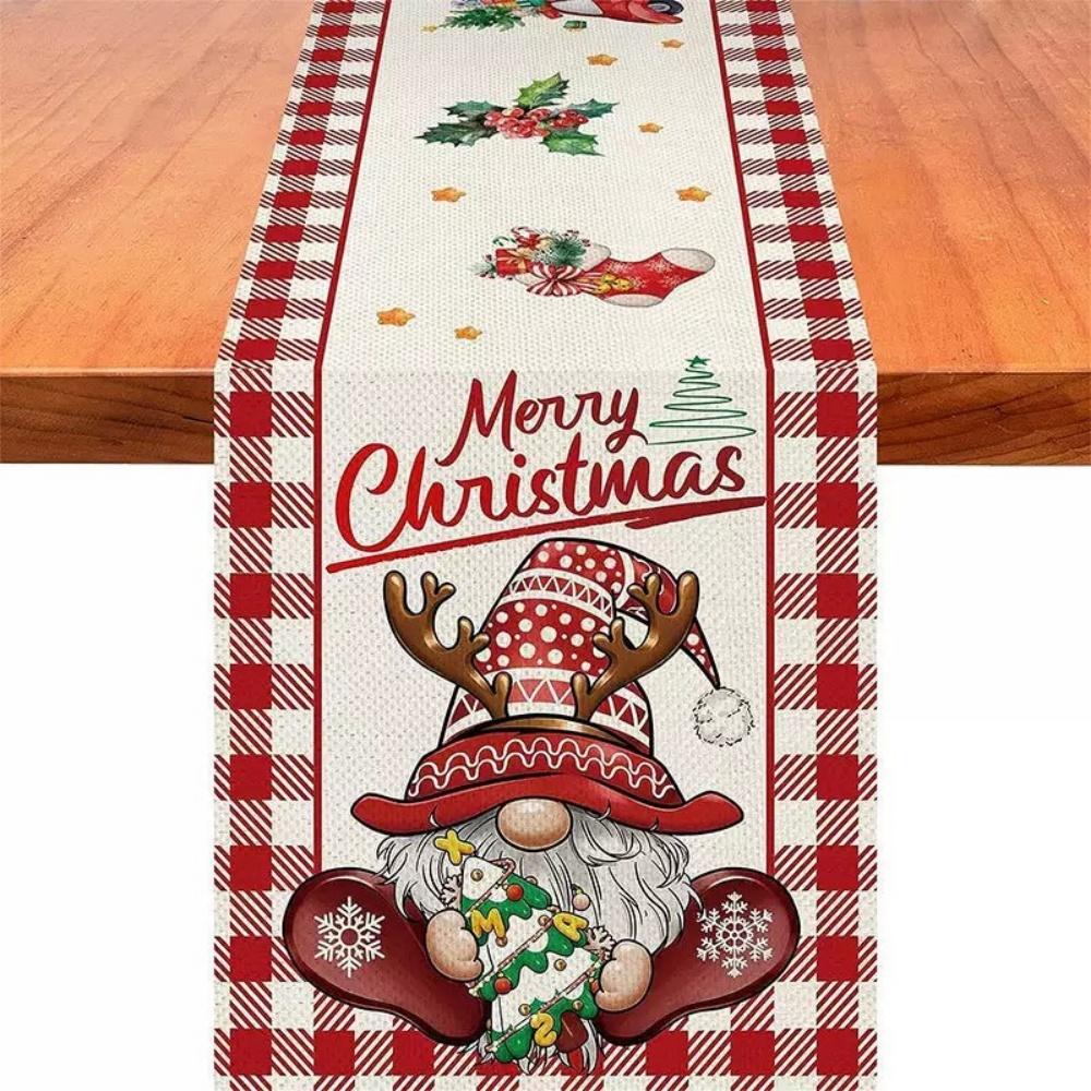 The Christmas Snowman Table Flag Is Red. Merry Christmas! Seasonal Winter Kitchen Table Decoration Is Suitable for Family Party