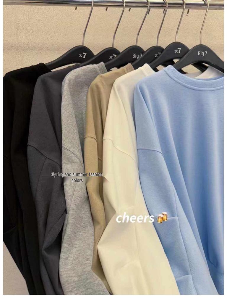 Women's Plus Size Korean Style Pleated Long Sleeve Sweatshirt - Spring 2023