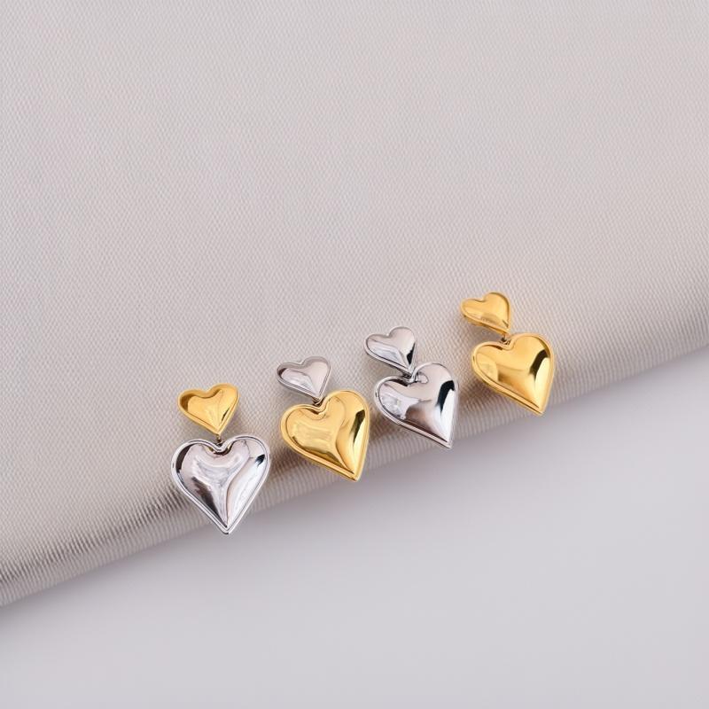 Gold and Silver Contrasting Color Pendant Love Earrings Personalized Vacuum Plating Titanium Steel Studs Do Not Fade