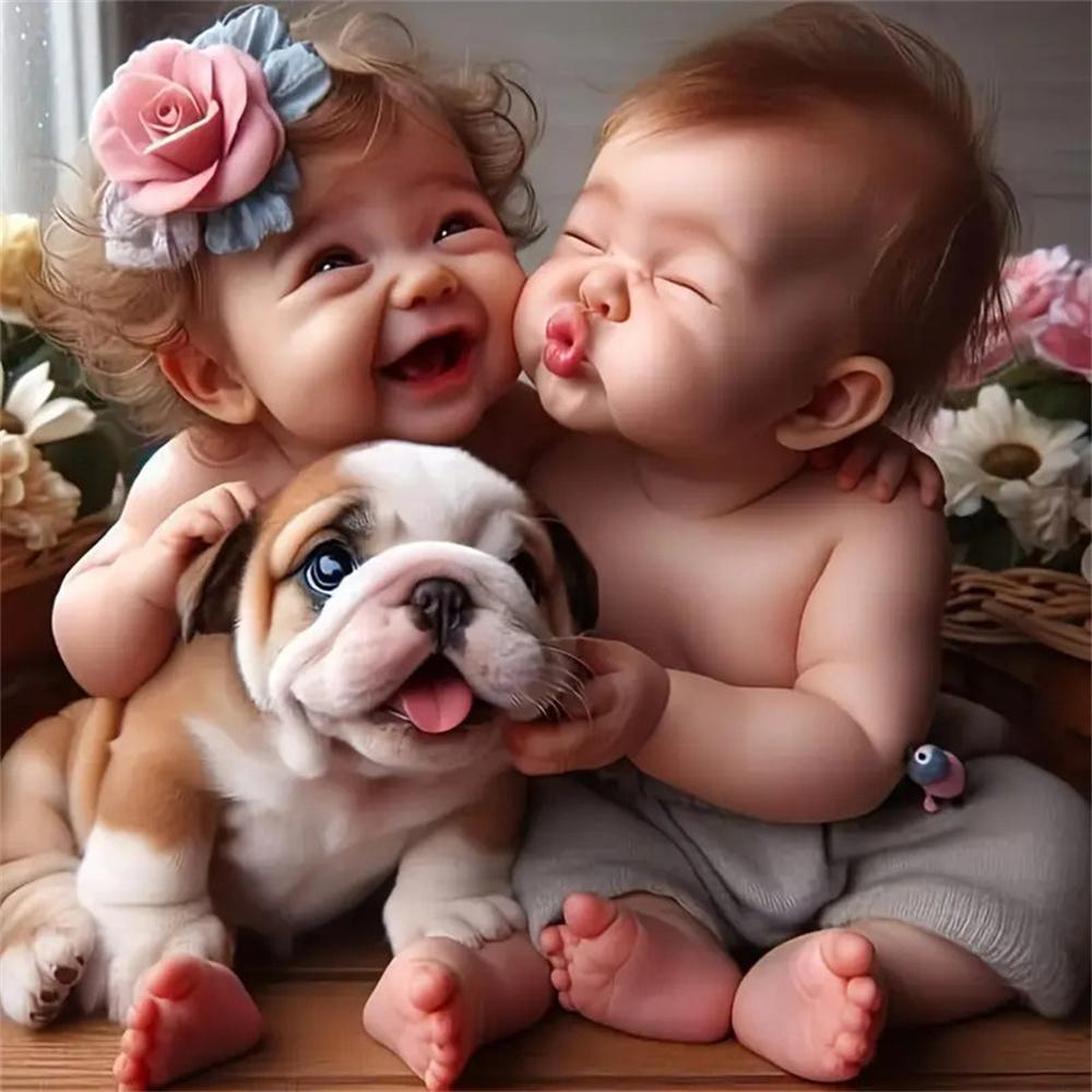 5d Diy Diamond Painting Girl Dog Portrait Diamond Embroidery Seaside Full Round Drill Cross Stitch Kits Gift