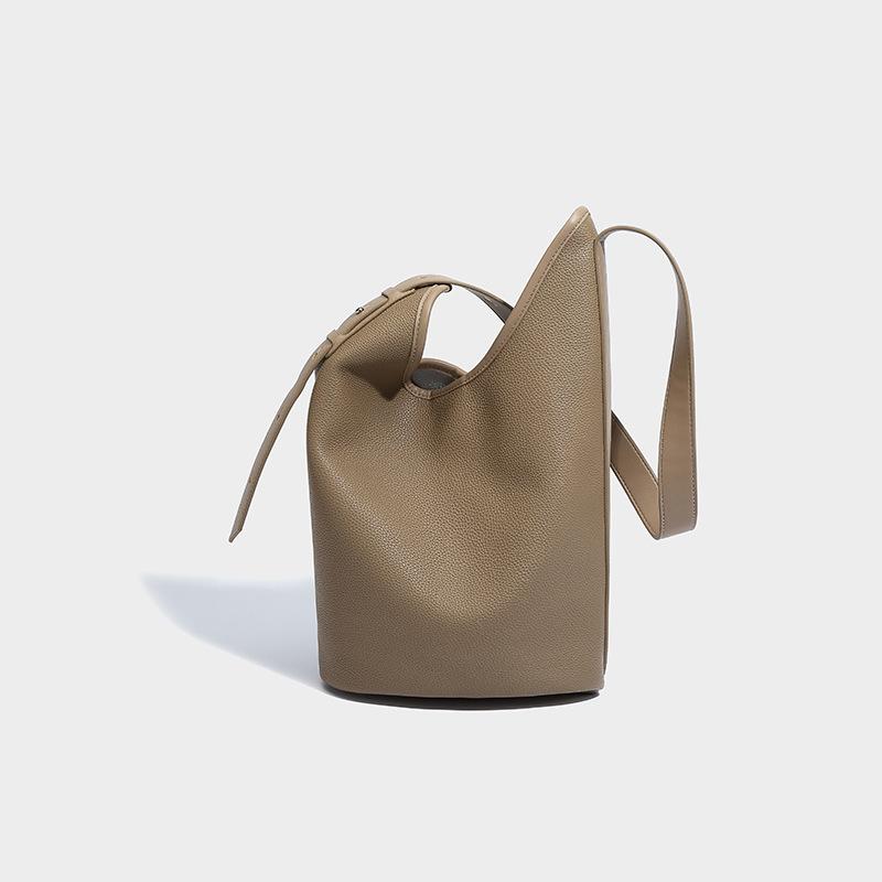 2024 Spring New Soft Leather Tote Bag, Single Shoulder Crossbody Large Capacity Bucket Bag for Women, Versatile Commuting Underarm Bag, Trendy