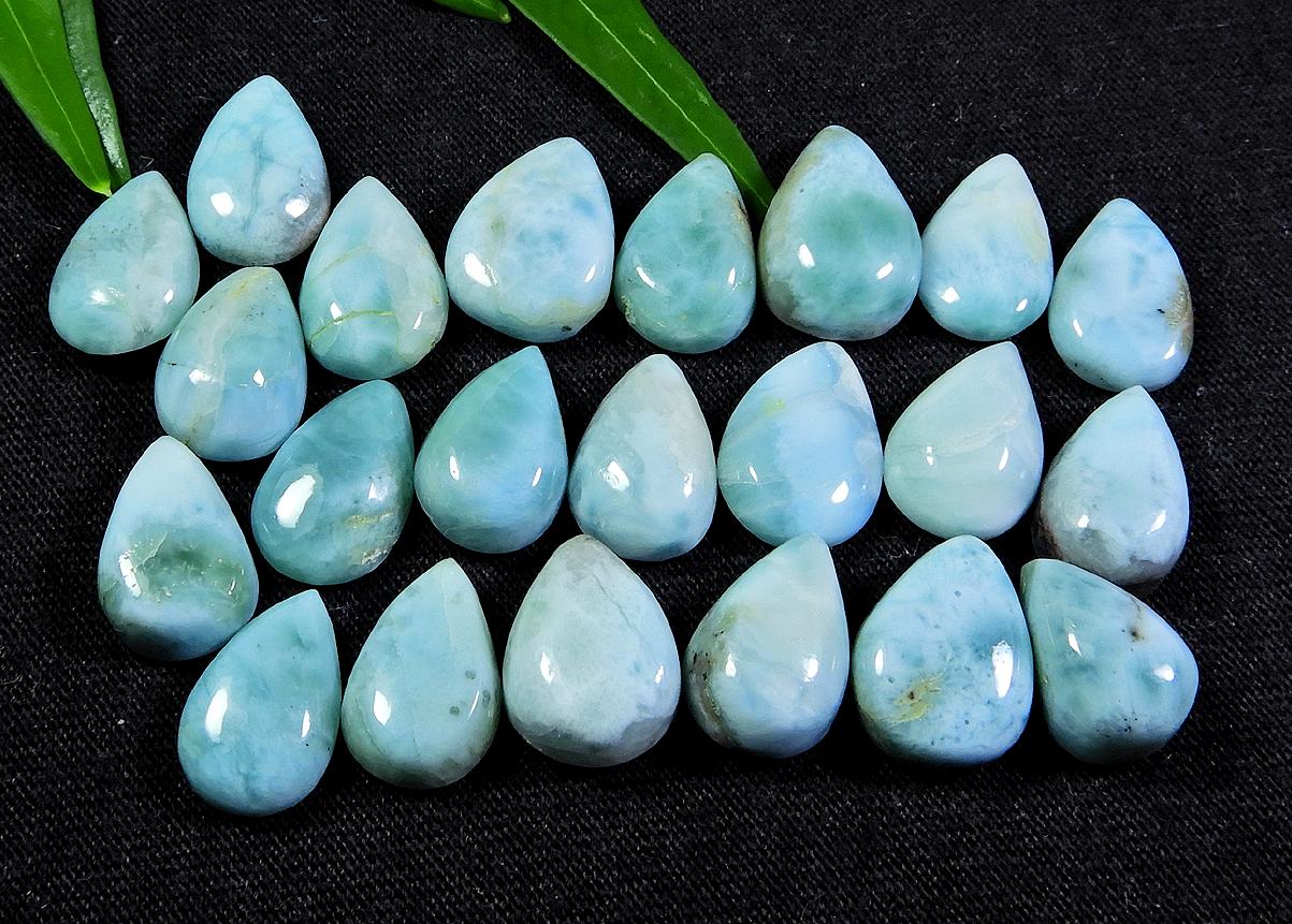 

Small Size 8X12 MM Natural Larimar Ring Making Pear Loose Gemstone 14Pcs Lot RQ-580