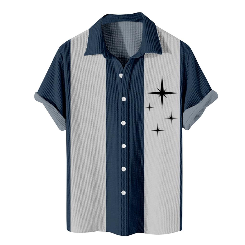 Herren-Hemden mit Hawaii-Muster, bedruckt, kurzärmelig, mit Knöpfen, für Herren, lässige Mode, kurzärmelige Hemden