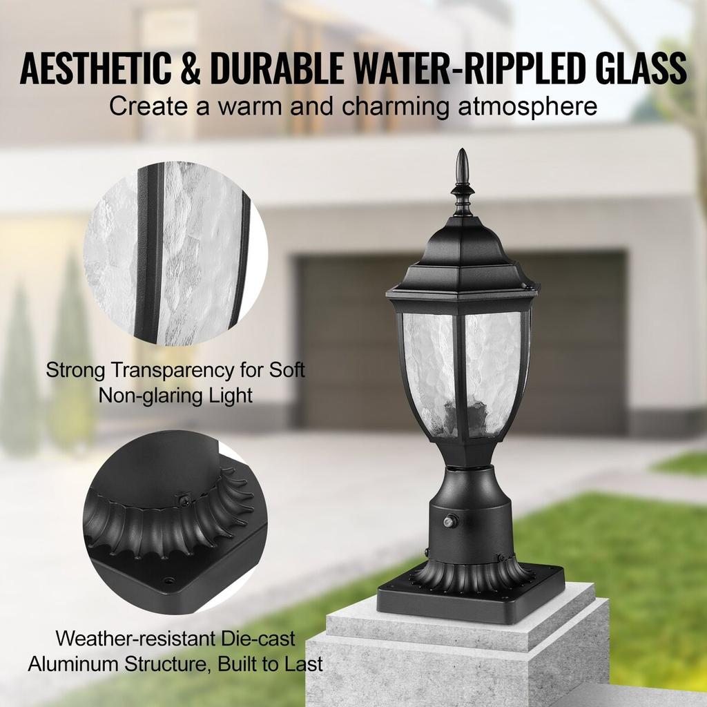 2 PCs Dusk To Dawn Outdoor Lamp Post Light Fixture 390 Mm Pole Pier Mount