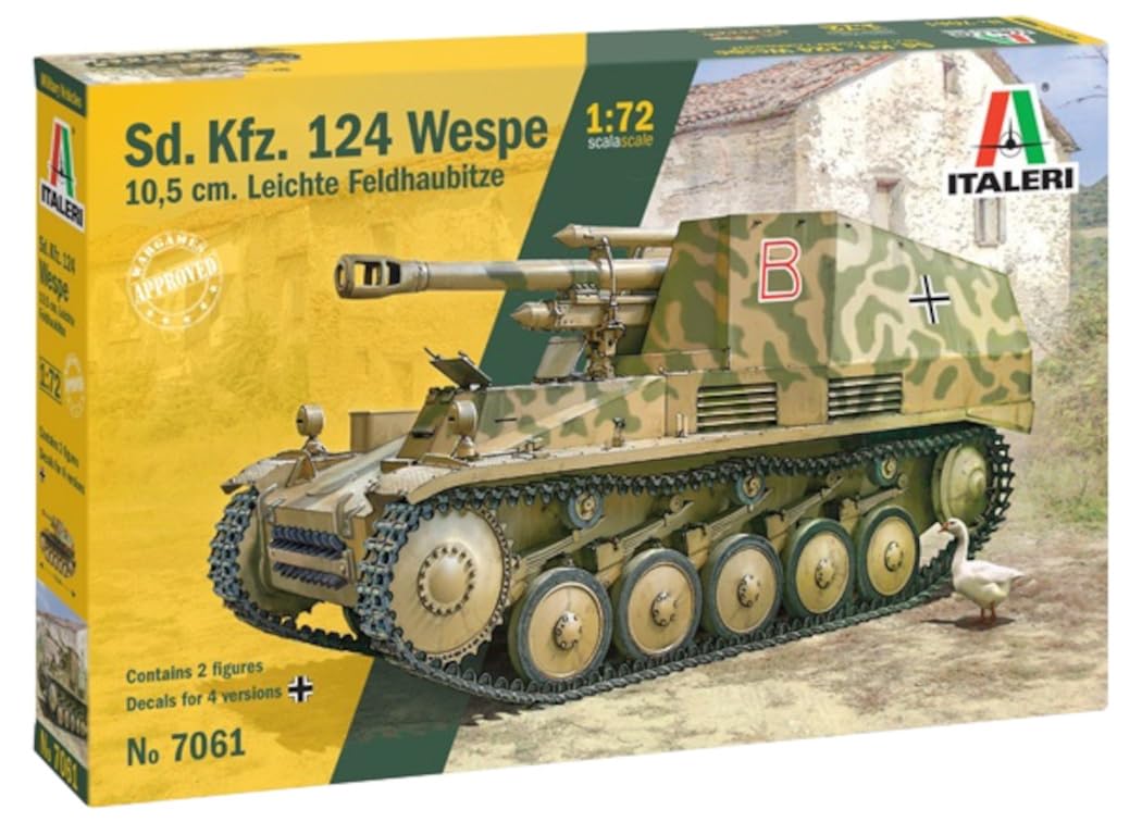 

Platz Italeri 1/72 WWII German Sd.Kfz.124 10.5cm Self-Propelled Howitzer Wespe Plastic Model Kit IT7061 (Tank)