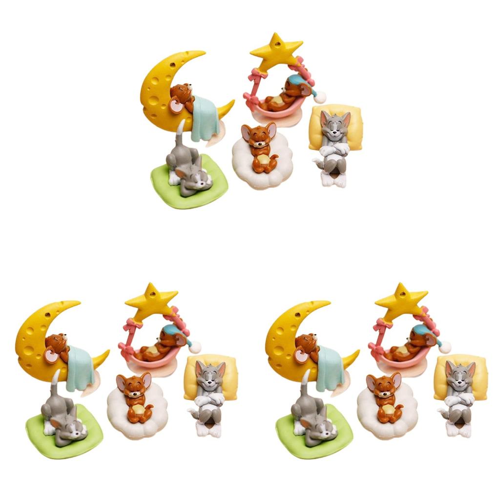 Adorable Tom And Jerry Sleep Figure Children's Toy Model 5pcs Diy Material