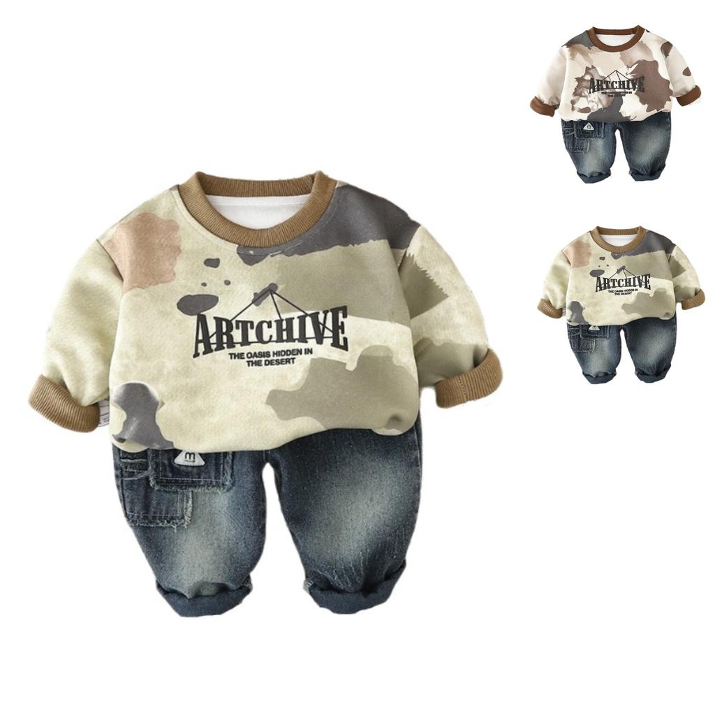 Dětská ležérní souprava s dlouhým rukávem, pohodlné každodenní oblečení