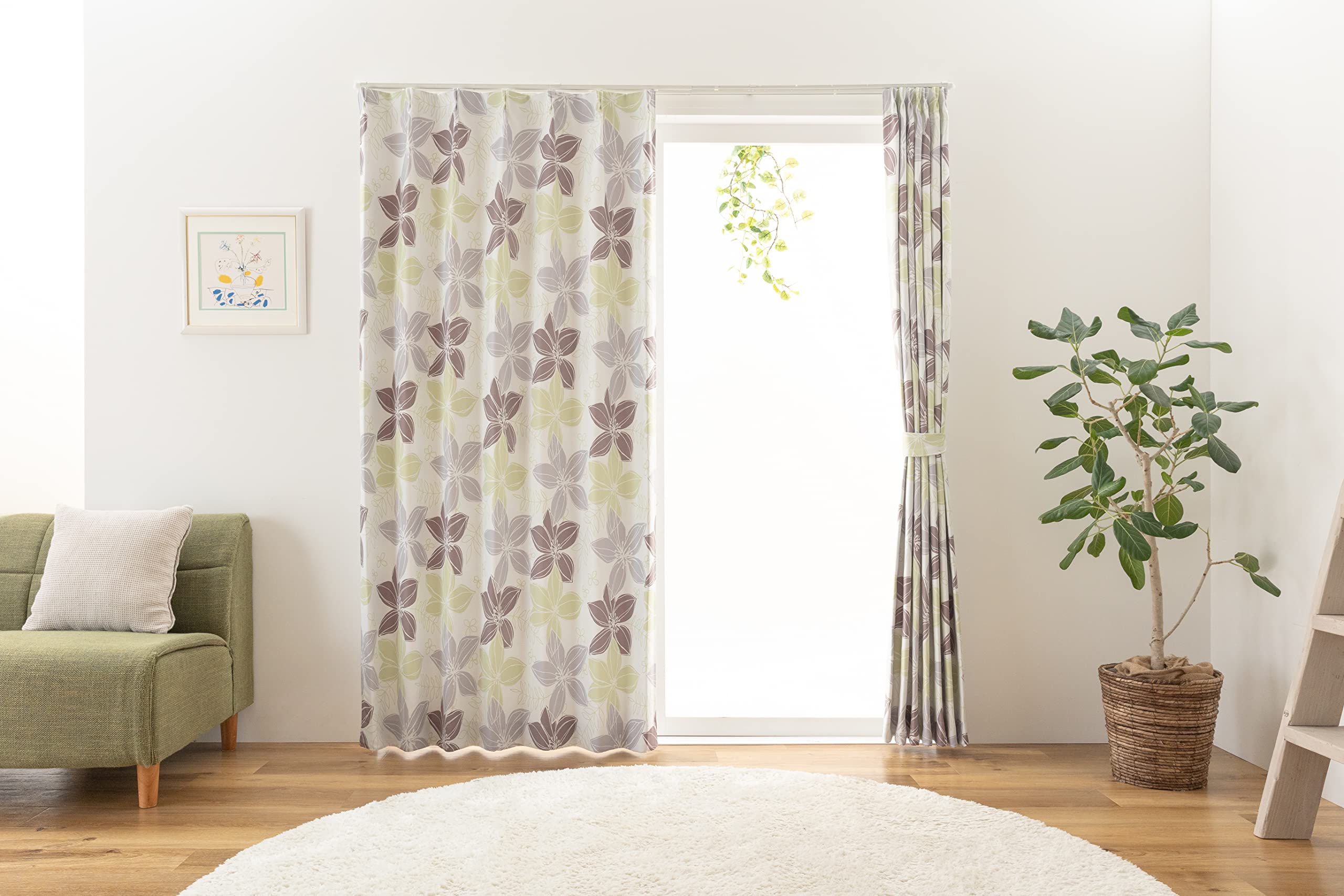 

Univer Drape 100cm Wide x 178cm Set of Level 2 Light Shape Bluemen Curtains, Long, 2, Blocking, Memory, Washable, Brown,