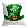 St. Patrick's Day Peach Skin Velvet Pillowcase, Green Four-leaf Clover Printed Sofa Pillow Cushion