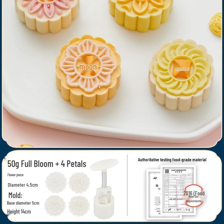 Set di Stampini per Torta Lunare di Metà Autunno: Strumento Manuale per Pressare Pasticcini alla Pelle di Ghiaccio e Fagioli Mung