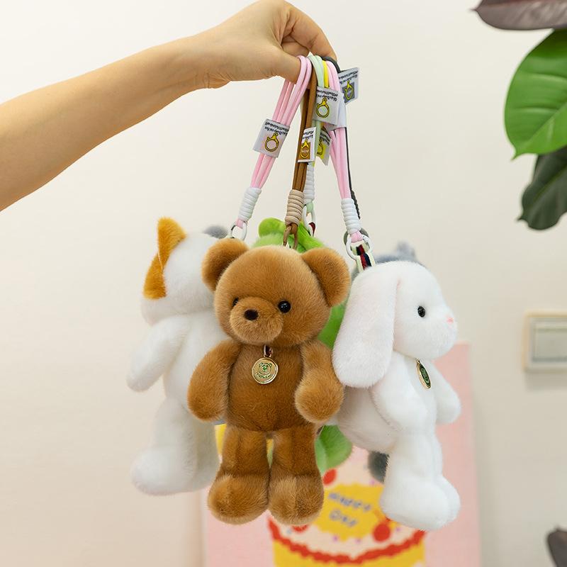 Animal doll pendant dinosaur elephant keychain schoolbag pendant bunny grab machine doll plush toy